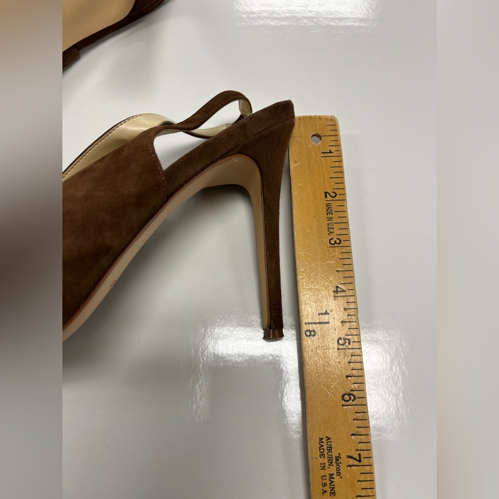 Nine West Feather‎ Pointy Toe Slingback Brown Suede Heels Sz. 12 - Picture 7 of 7